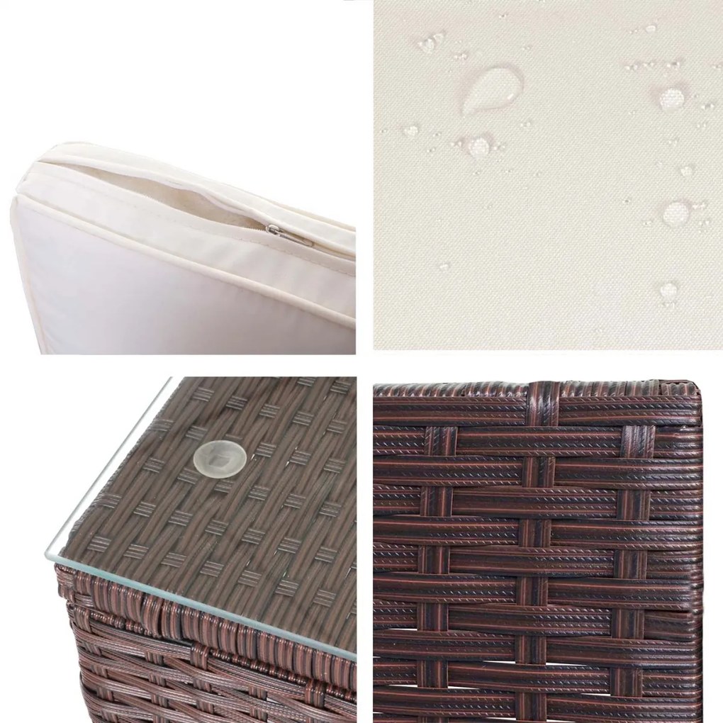 Polyratanová záhradná súprava Brescia - hnedá, krémové vankúše