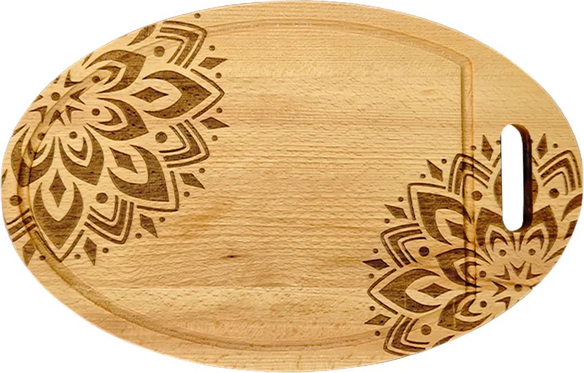 AMADEA Drevená servírovacia doska - podnos oválne mandala, masívne drevo, 38 cm
