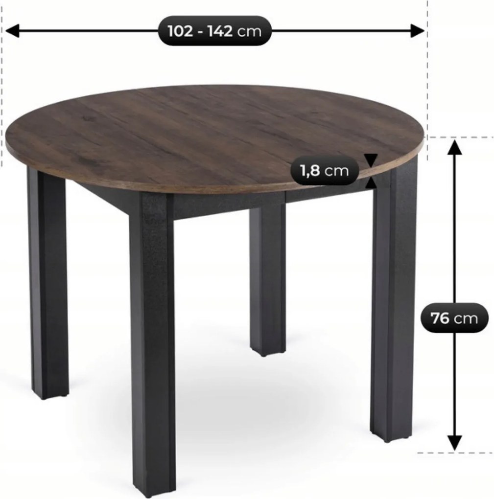 PROXIMA.store - Okrúhly rozkladací stôl HARRY FARBA: dub craft