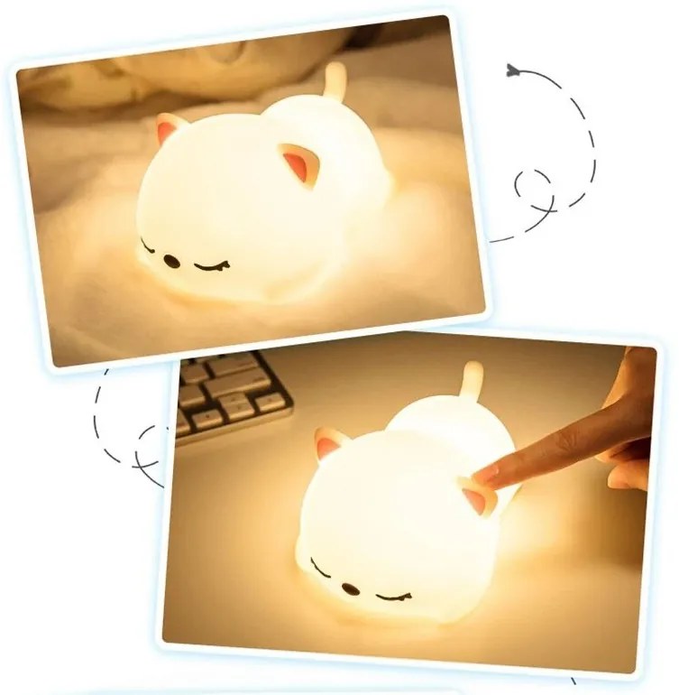 Detská stolná LED lampa Kitty biela