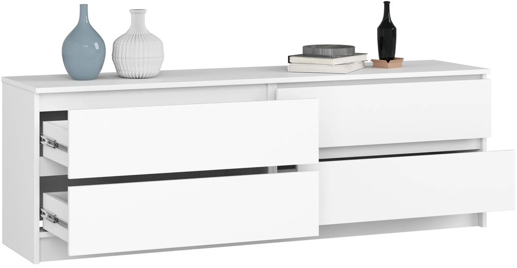 KOMODA Kuba 160 cm - 4 zásuvky - biela