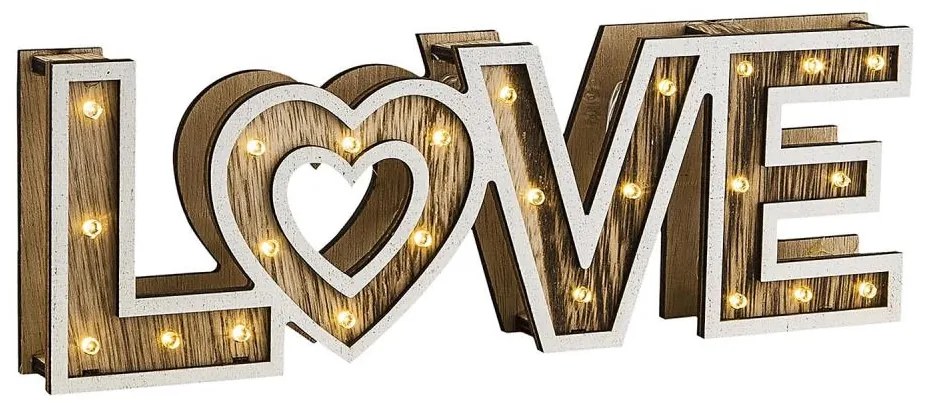 Globo 29976 - LED stolná lampa LOVE 24xLED/0,06W/3xAA topoľ