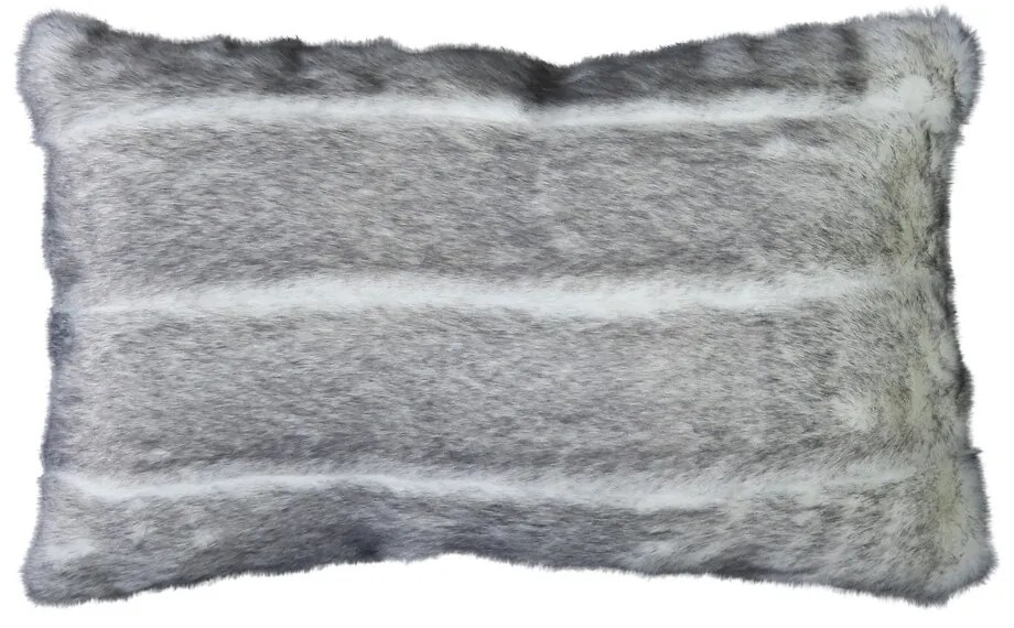 Šedý chlpatý vankúš Tiara s bielymi pruhmi - 30 * 50 * 15cm