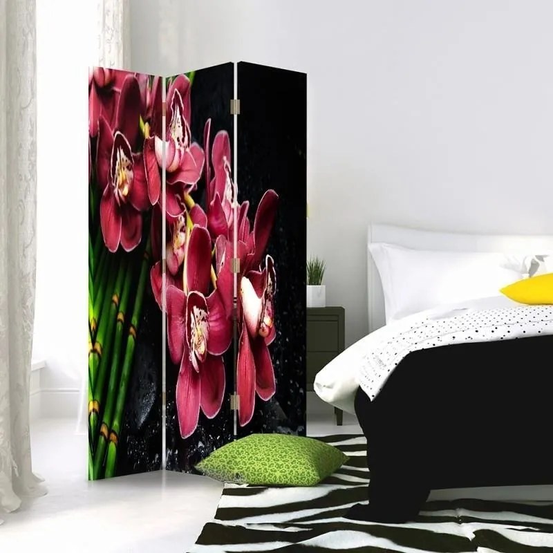 Gario Paraván Orchidea s bambusom Rozmery: 180 x 170 cm, Prevedenie: Klasický paraván