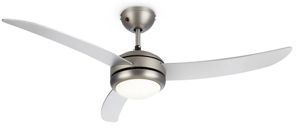 El Paso, stropný ventilátor, 52", závit E27, 3 lopatky, strieborný vzhľad