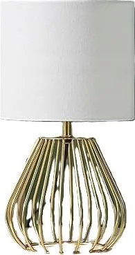 Edishine Nočná lampa s bielym ľanovým tienidlom a kovovou zlatou základňou