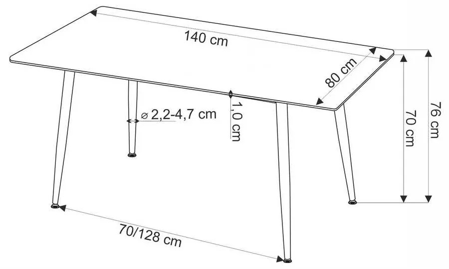 Jedálenský stôl Webster 140 cm, mramor / čierna