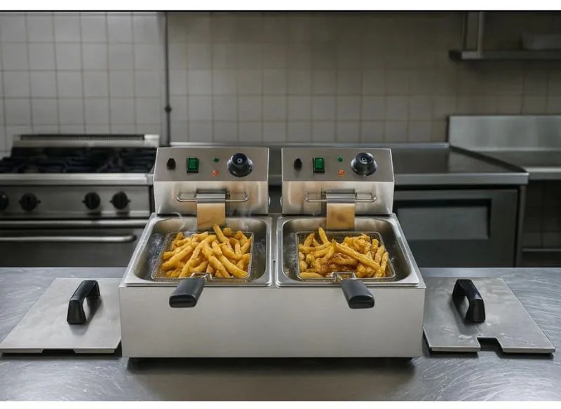 Profesionálna elektrická fritéza, 2× 6 l, 2× 2500 W