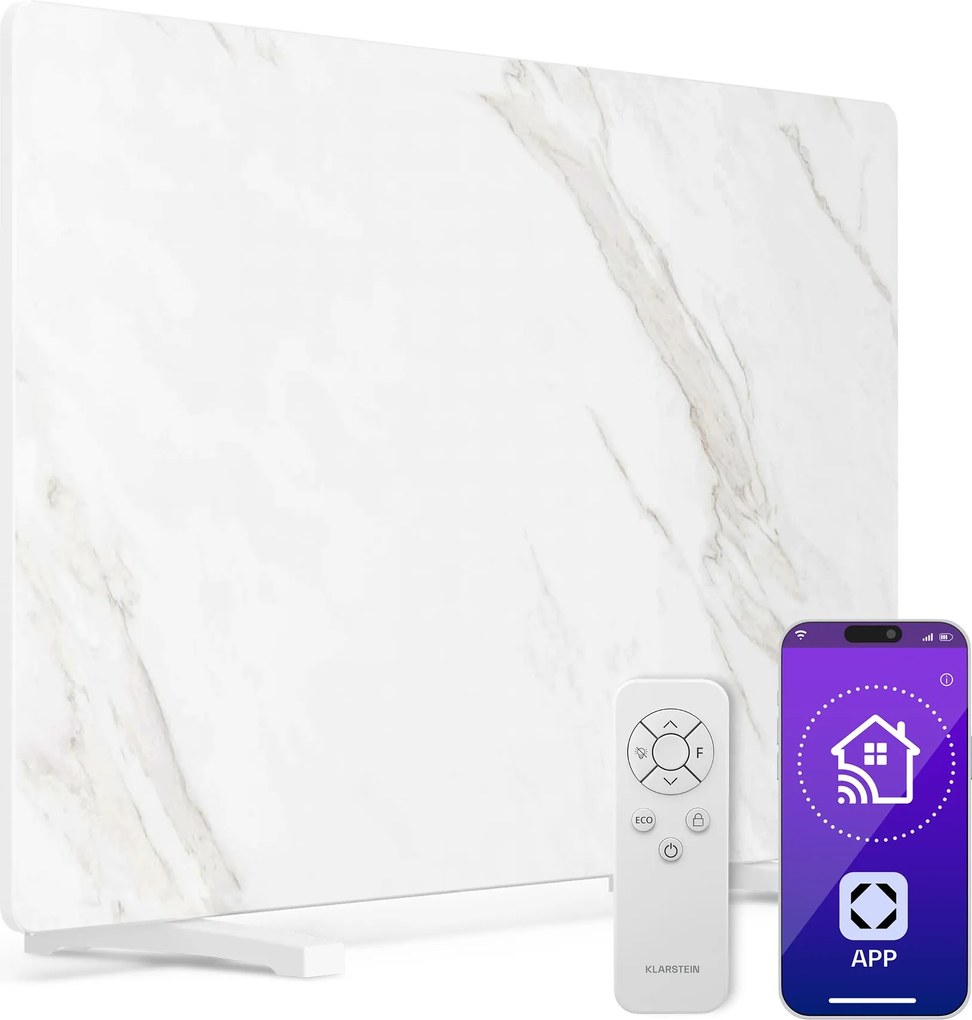 Klarstein MarmoHeat infračervený panel | 600 W | 5 - 9 m² | mramorový dizajn | 70 cm x 100 cm