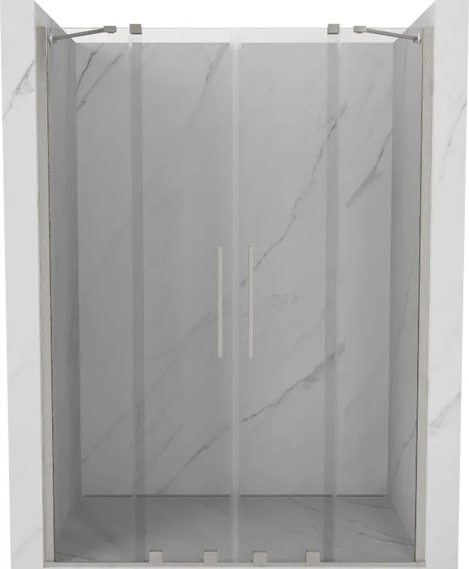 Mexen Velar Duo, posuvné sprchové dvere do otvoru 150 cm, 8mm číre sklo, brúsená oceľ, 871-150-000-02-97