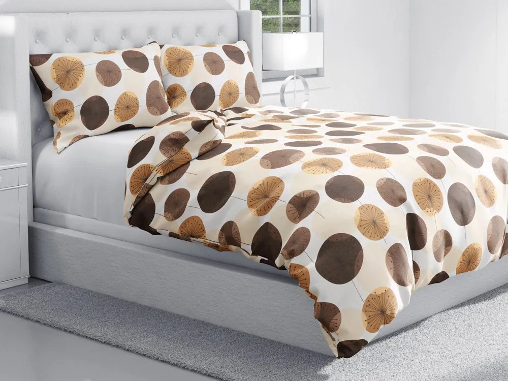 Biante Bavlnené posteľné obliečky Sandra SA-488 Hnedo-béžové designové púpavy Predĺžené 140x220 a 70x90 cm