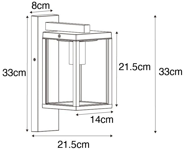 Inteligentné vonkajšie nástenné svietidlo čierne IP44 vrátane Wifi ST64 - Charlois
