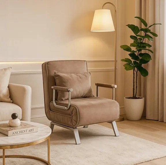 Kreslo pohovka rozkladacia PRATO bežová - vintino.sk