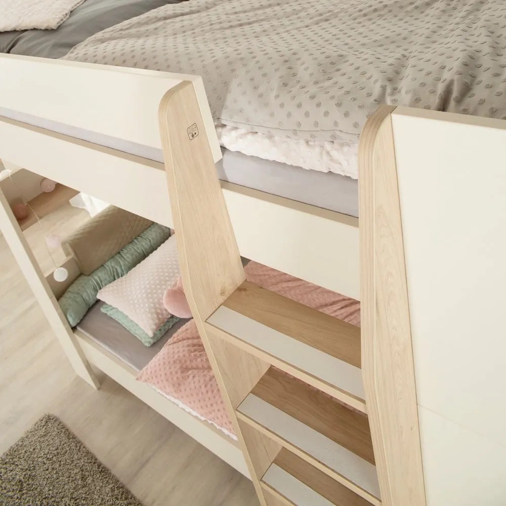 Béžová poschodová detská posteľ bez roštu 90x200 cm Double – Roba