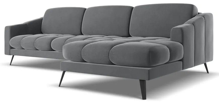 Sivá zamatová rohová pohovka (pravý roh) Nalu – Makamii