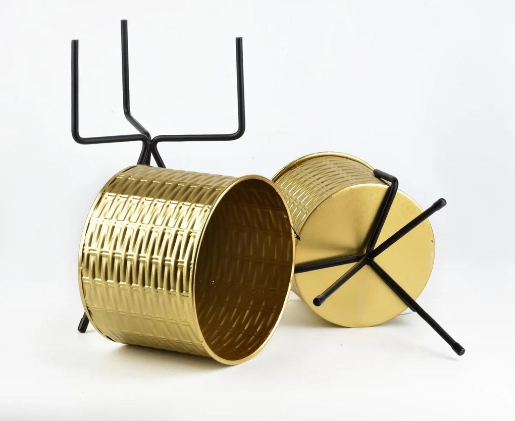 Súprava 2 kvetináčov SWEN 20xh37cm,18xh30cm zlatá