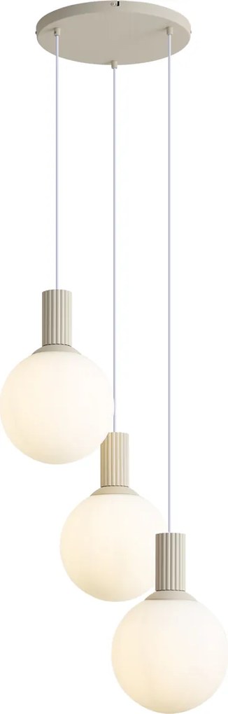 Škandinávska závesná lampa béžová s opálovým sklom 3-svetelná - Polly