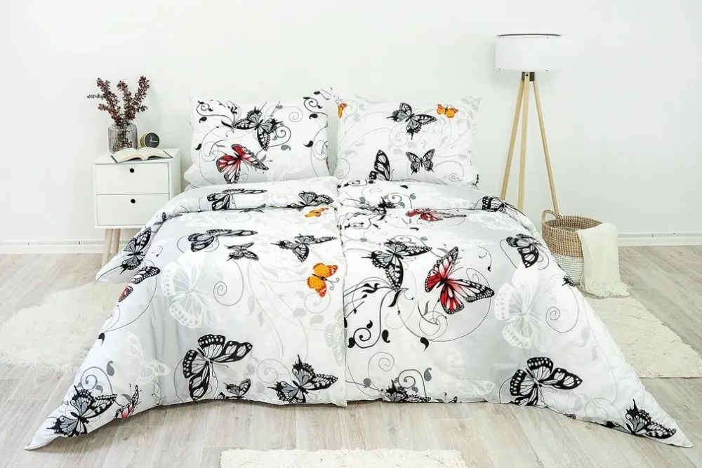 Stanex Luxusné obliečky Motýľ biely Krep 140x200/70x90 cm