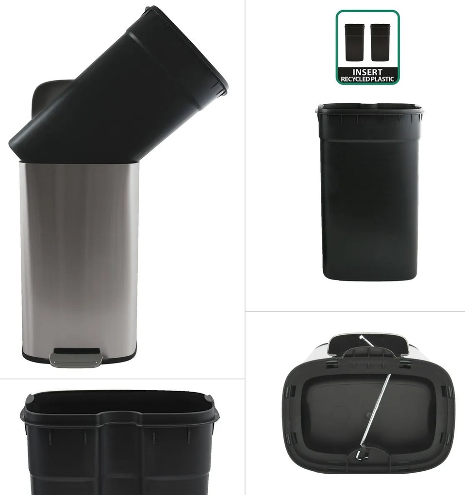 Spirella Pedálový odpadkový kôš soft-close Akira 50 l, brúsená nehrdz. oceľ, 50 l