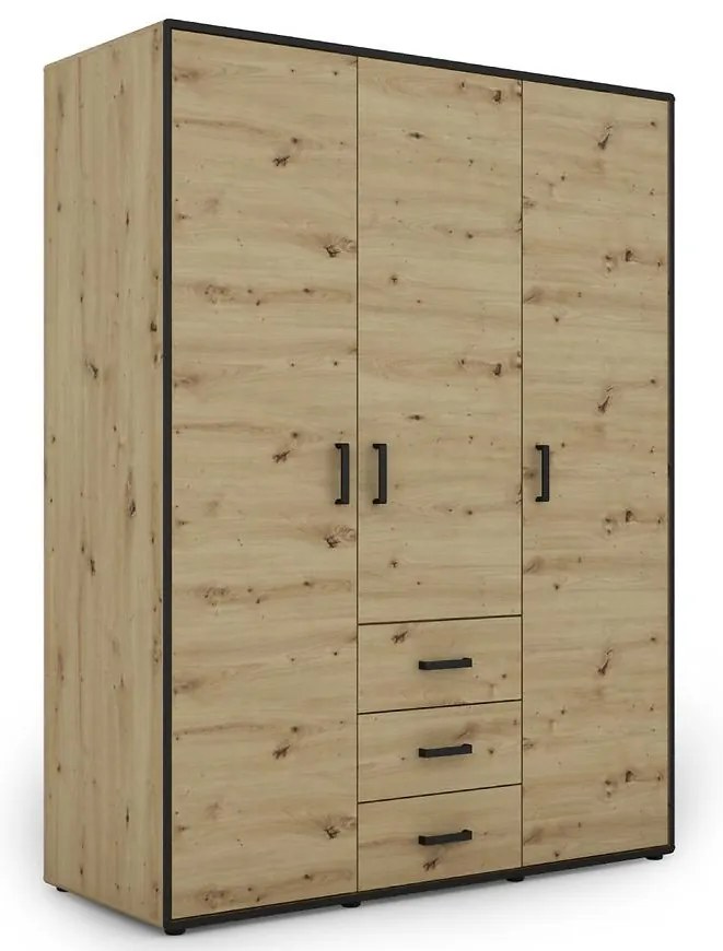 Skriňa Capannoli 3s 3d dub artisan/čierna