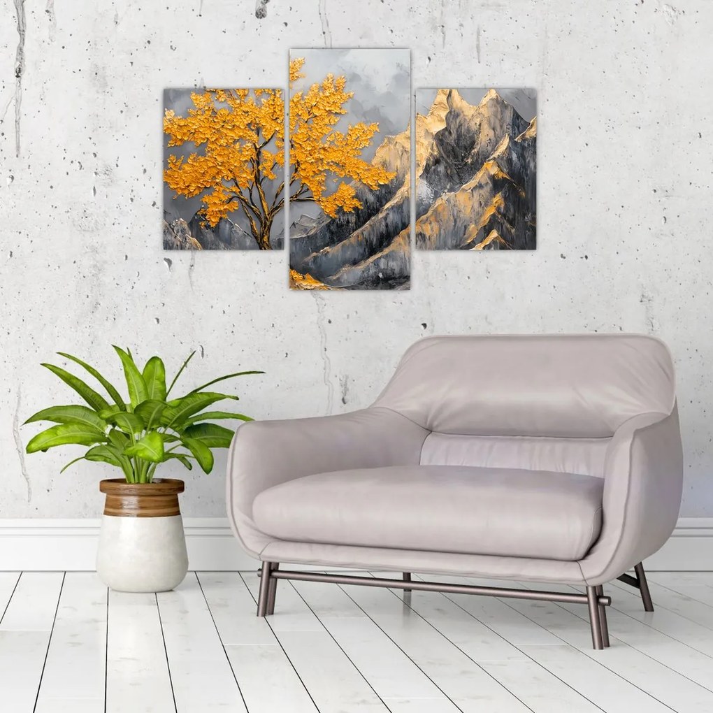 Obraz – Zlatý strom v horách (90x60 cm)