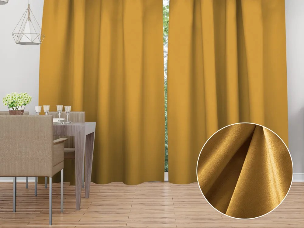Biante Zamatový záves Velvet Prémium SVP-047 Horčicový 135x230 cm