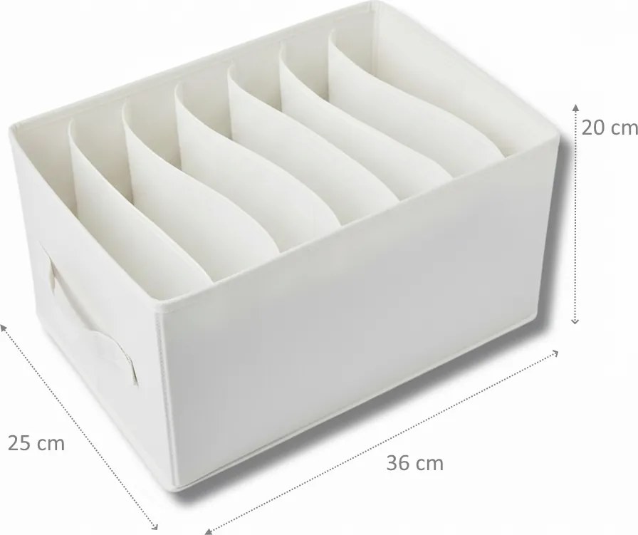 VERK GROUP Organizér na oblečenie a spodnú bielizeň PARTITION, obdĺžnik 9 priehradiek, 36 x 25 x 20 cm, biely