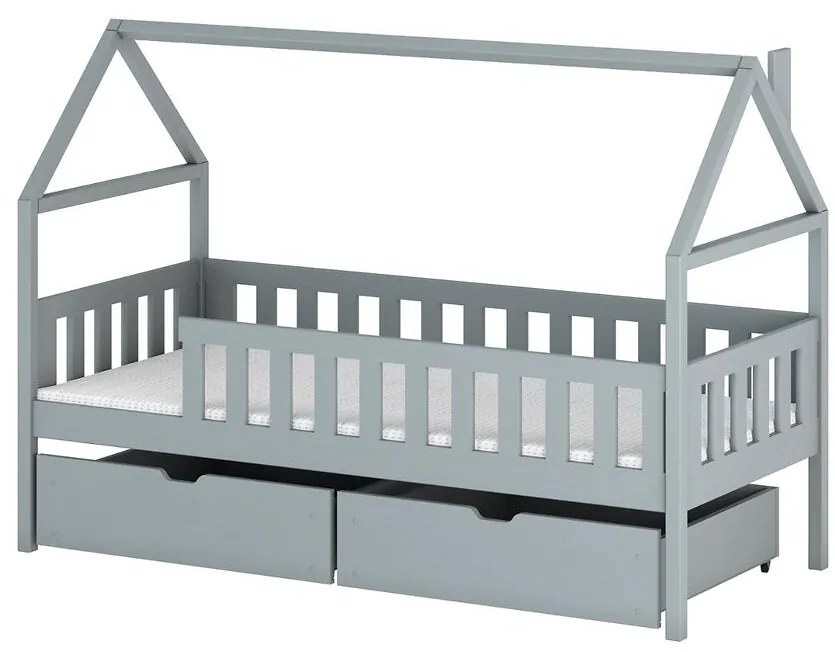 Posteľ Domček Domi 90x200 sivá