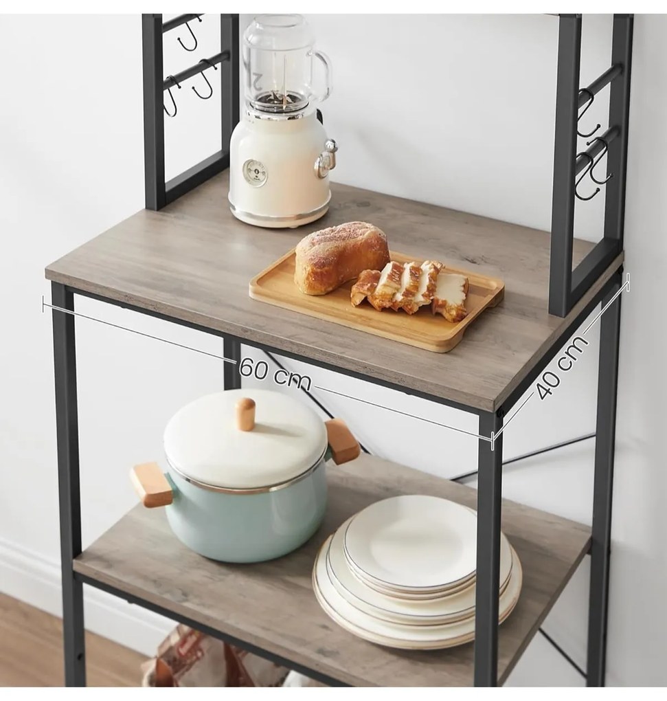 Kuchynský regál Vasagle Vogues 60 cm čierny/sivý