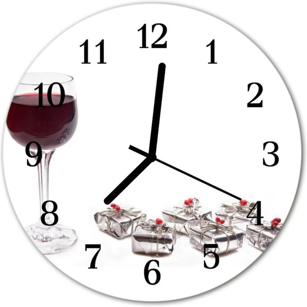 Sklenené hodiny okrúhle  Poháre na víno