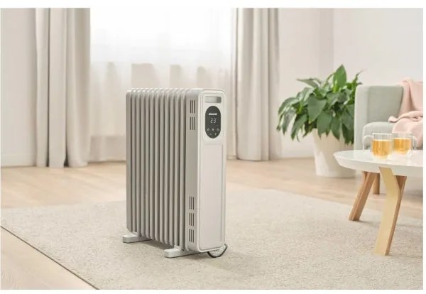 Sencor - Olejový ohrievač s 13 rebrami, 1000/2500 W, 230 V, biely, s diaľkovým ovládaním