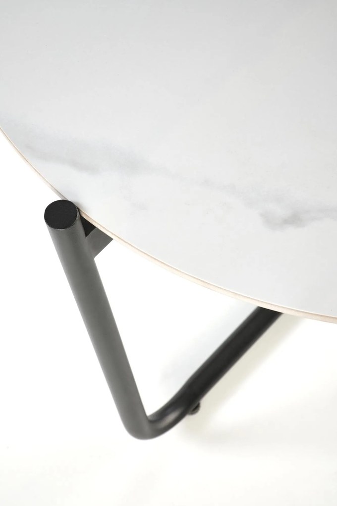 Konferenční stolek Acuna 60 cm bílý mramor/černý