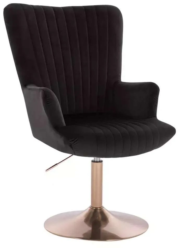 LuxuryForm DESIGN Kreslo AMADEO VELUR na zlatom tanieri - čierne