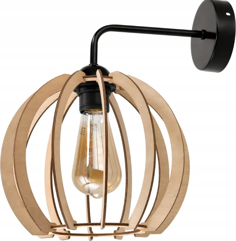 Nástenné LED svietidlo 1x E27 LOFT edison nad zrkadlo drevená guľa