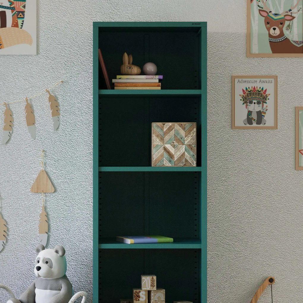 Knižnica do obývačky MARIO, 500 x 1800 x 350 mm, Modern: morská farba