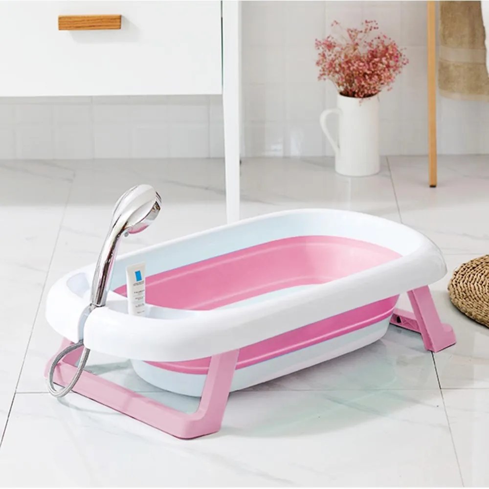 Skladacia vanička so sieťkou pre bábätká, 2 rôzne farby- ružová