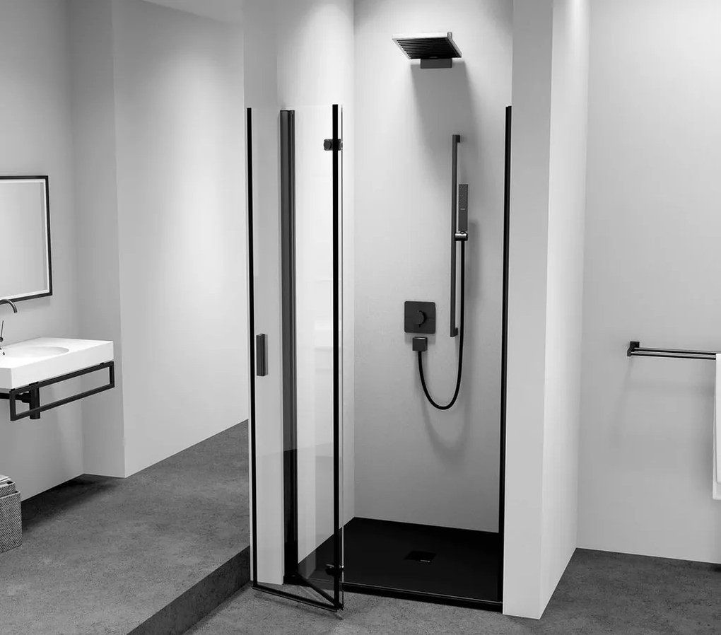 Polysan Polysan, ZOOM BLACK štvrťkruhová sprchová zástena 900x900mm, číre sklo, pravá, ZL2615BR