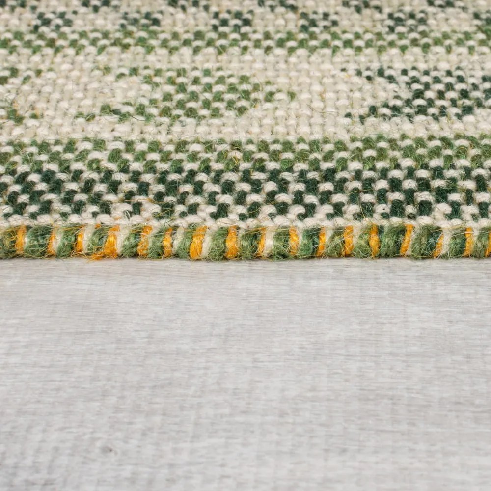 Zelený koberec s prímesou juty 200x290 cm Mara Jute Border – Flair Rugs