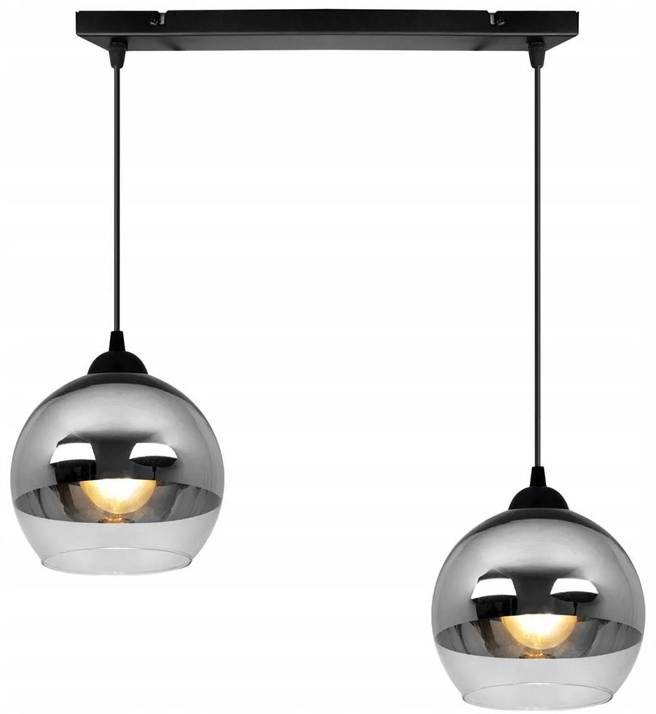 Závesné svietidlo Bergen, 2x chrómové/transparentné sklenené tienidlo (fi 15cm)