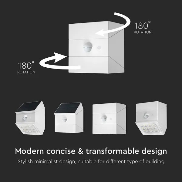 LED nástenné solárne svietidlo so senzorom LED/2,5W/3,7V IP65 1200 mAh biele