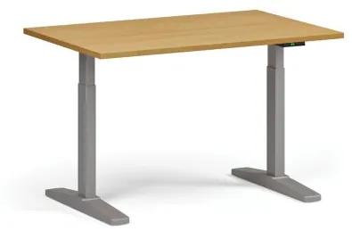 Výškovo nastaviteľný stôl, elektrický, 675-1325 mm, doska 1200x800 mm, sivá podnož, buk