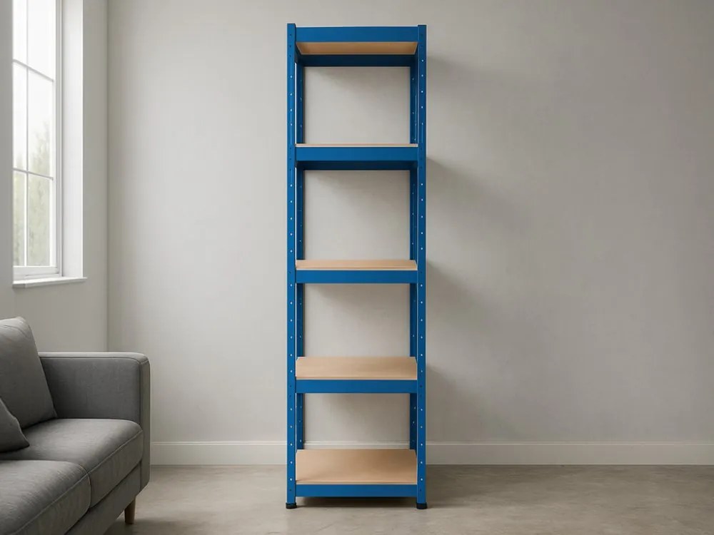 Regál 180x40x40 cm lakovaný 5-policový, nosnosť 875 kg - modrý
