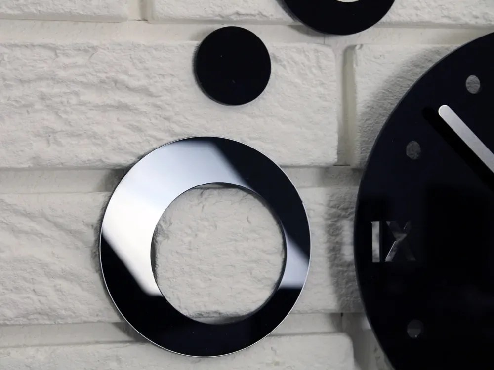 3D nalepovacie hodiny Rings čierne
