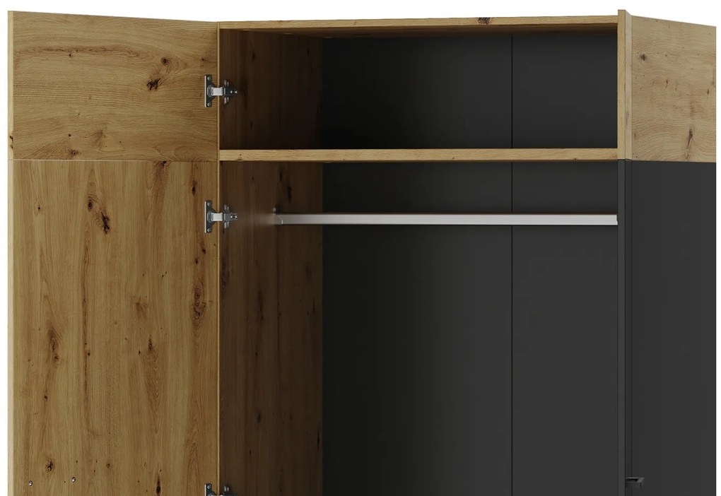 Šatníková skriňa Lucas 70 90 cm dub Artisan/čierna