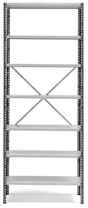 Policový kovový regál POWER, základná sekcia, 2500x1010x600 mm, tmavo šedý