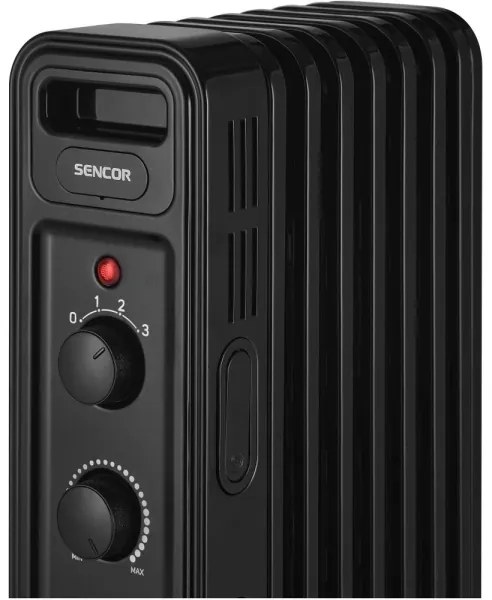 Sencor - olejový radiátor so 7 rebrami, 600/900/1500 W, 230 V, čierny