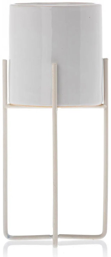 KERAMICKÝ KVETINÁČ SO STOJANOM FLORRI 23,5X10,5 CM BIELA