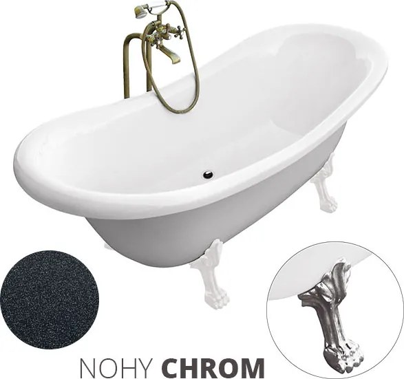 Besco Voľne stojaca vaňa zo sanitárneho kompozitu Amelia Glam G 190x77 bez prepadu BESCO-Typ výpuste: Click-Clack bez prepadu, chróm, BESCO-Nôžky: Či…