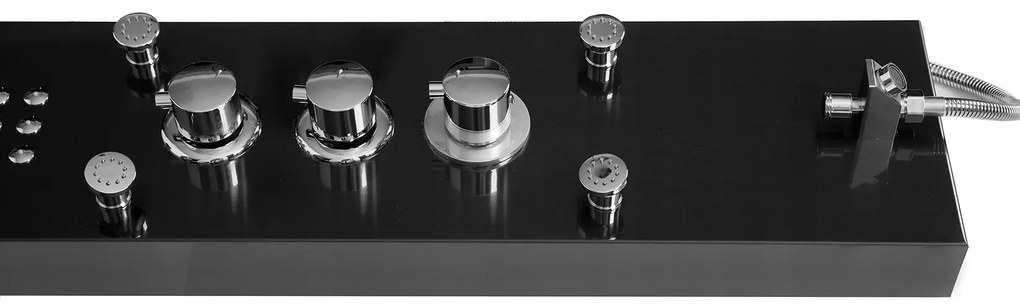 Sprchový panel CASCADA 5v1 - s termostatom a výtokom do vane - čierny matný