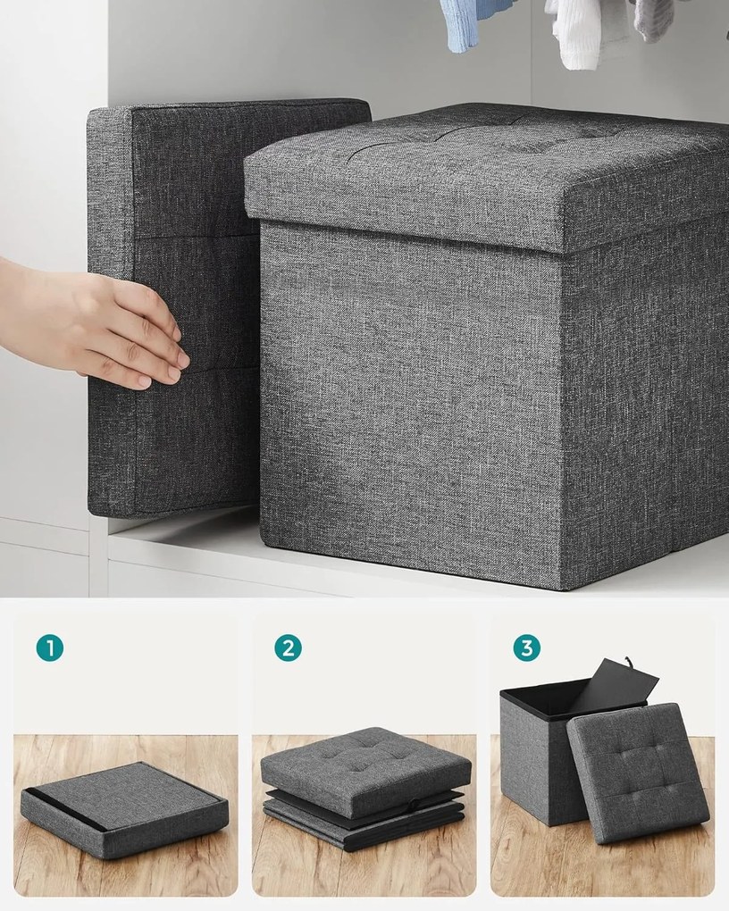 Taburet s úložným prostorem Nestro 30 cm šedý